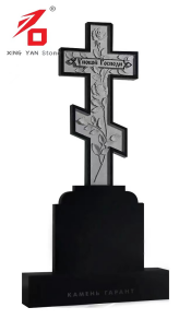 Черна гранитна роза паметник на кръста